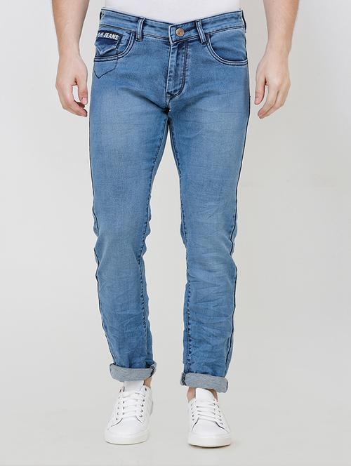 light blue solid plain jeans - 16672954 - Standard Image - 1