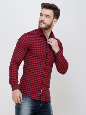red checkered casual shirt - 16673033 - Standard Image - 3
