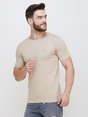beige self design t-shirt - 16673050 - Standard Image - 3
