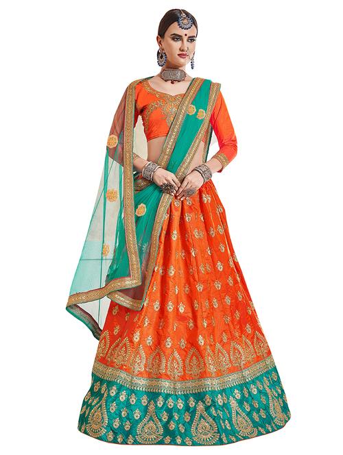 embroidered flared lehenga - 16673223 - Standard Image - 1
