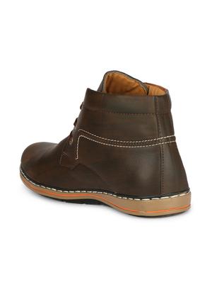 brown leatherette low ankle boots - 16673577 - Standard Image - 3