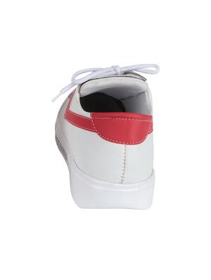 white leatherette lace up sneakers - 16673585 - Standard Image - 3