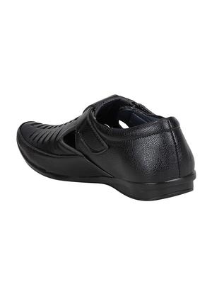 black faux leather slip on sandals - 16673594 - Standard Image - 3
