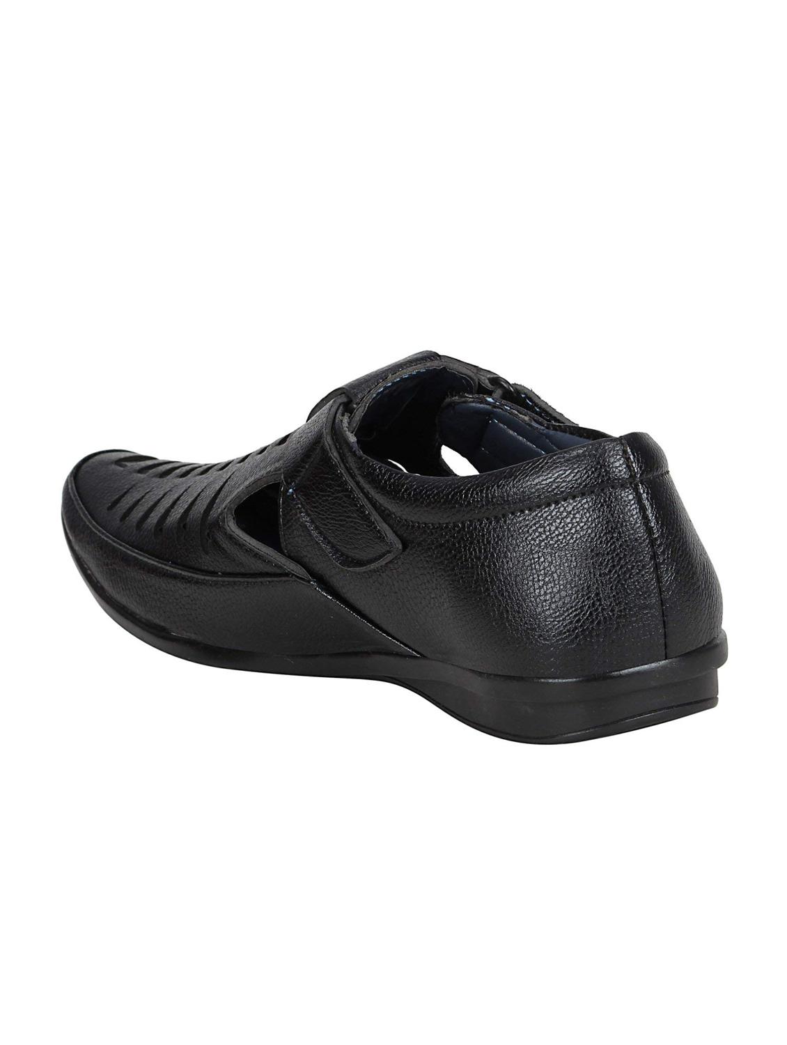 black faux leather slip on sandals - 16673594 - Zoom Image - 3