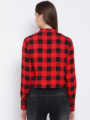 knotted hem checekered shirt - 16673837 - Standard Image - 3