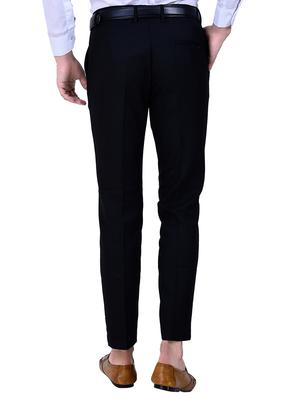 black solid flat front formal trouser - 16673847 - Standard Image - 3