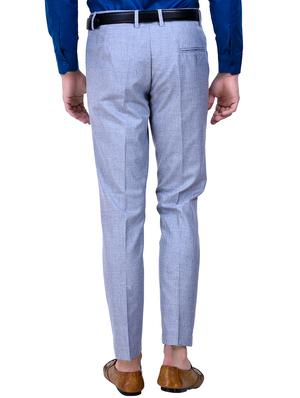 light blue solid pleated front formal trouser - 16673851 - Standard Image - 3
