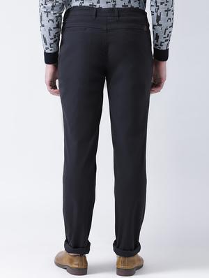 navy blue solid chinos - 16674471 - Standard Image - 3