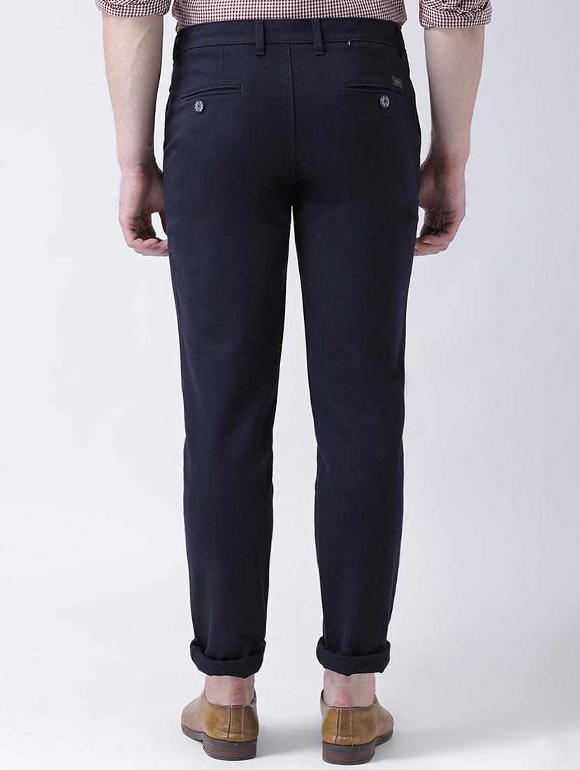 navy blue solid chinos - 16674477 - Zoom Image - 3