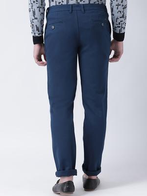 blue solid chinos - 16674478 - Standard Image - 3