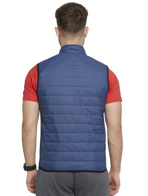 blue solid quilted jacket - 16674516 - Standard Image - 3