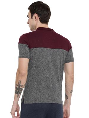 grey color block polo t-shirt - 16674541 - Standard Image - 3
