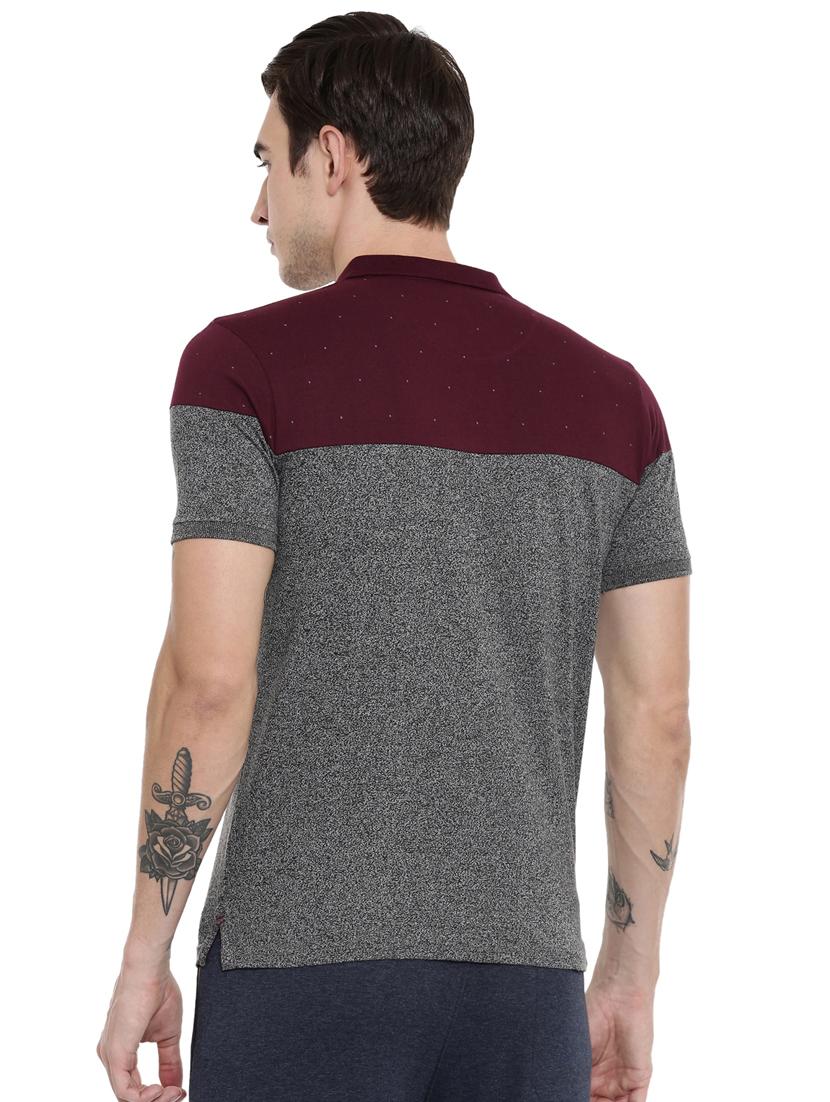 grey color block polo t-shirt - 16674541 - Zoom Image - 3