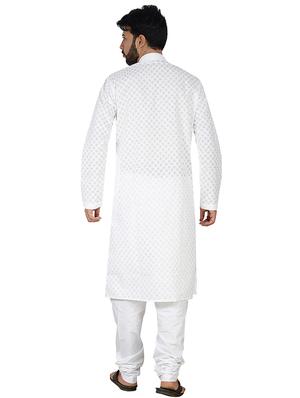 white embroidered kurta pyjama set - 16674698 - Standard Image - 3
