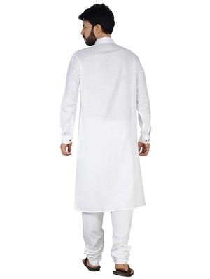 white solid kurta pyjama set - 16674699 - Standard Image - 3