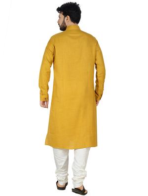 yellow solid kurta pyjama set - 16674700 - Standard Image - 3