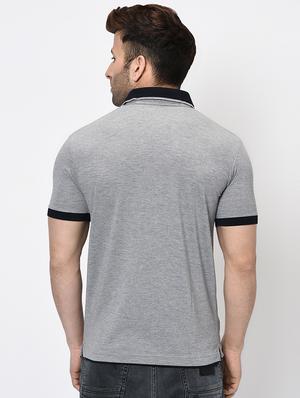 grey solid polo t-shirt - 16674823 - Standard Image - 3