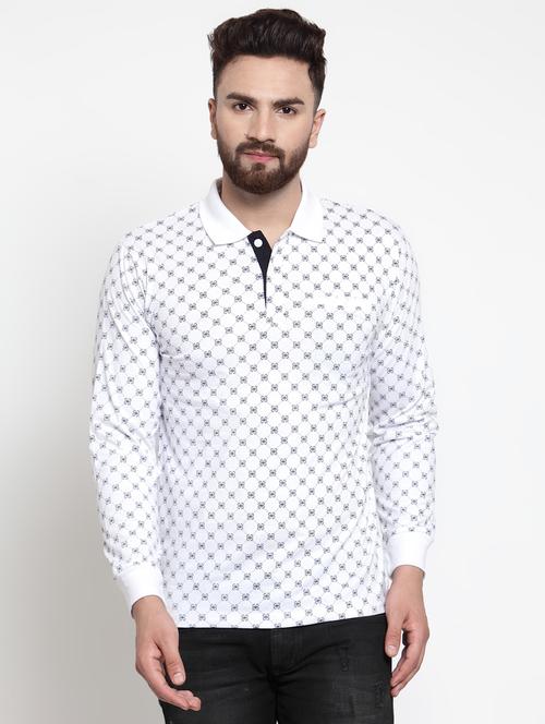 white all over print polo t-shirt - 16674895 - Standard Image - 1