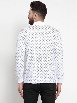 white all over print polo t-shirt - 16674895 - Standard Image - 3