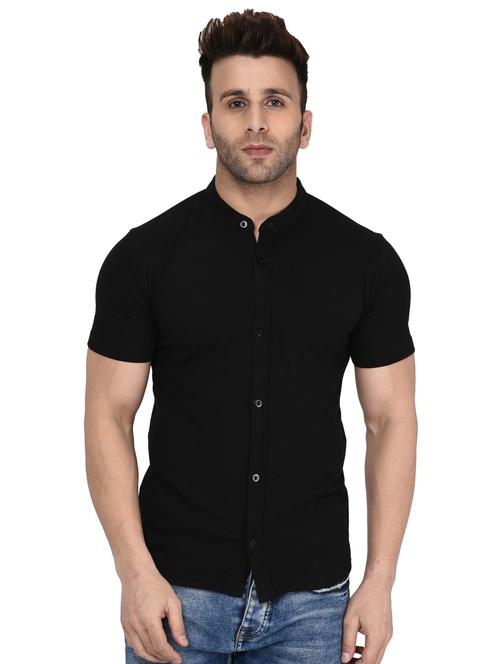 black solid casual shirt - 16674938 - Standard Image - 1