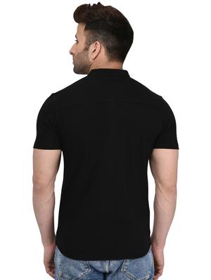 black solid casual shirt - 16674938 - Standard Image - 3