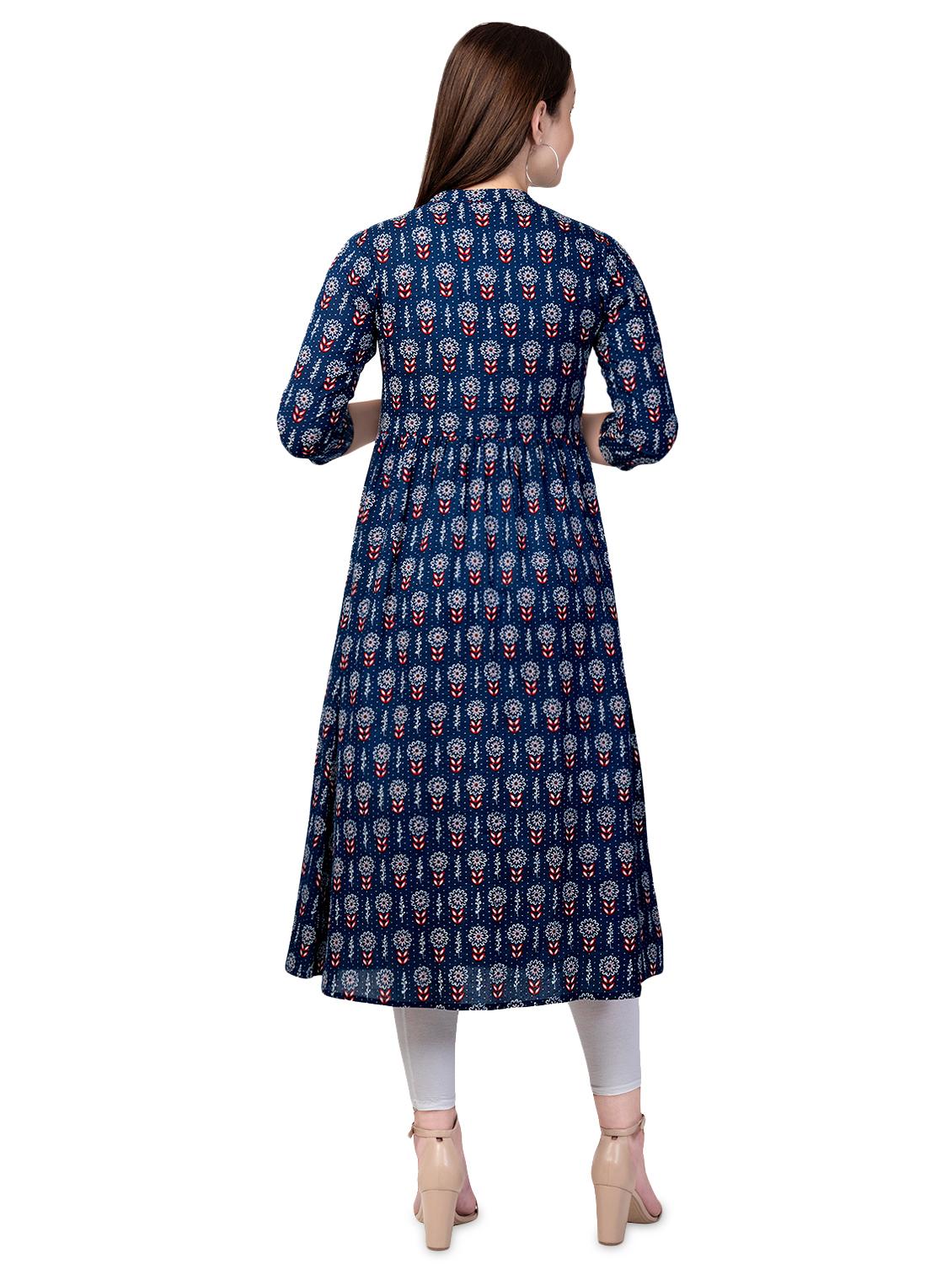 floral printed flared kurta - 16675070 - Zoom Image - 3