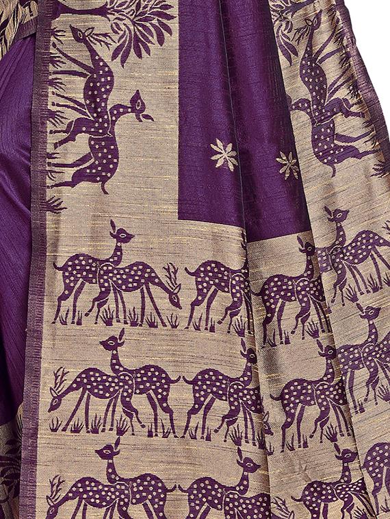 bordered woven saree with blouse - 16675343 - Zoom Image - 3