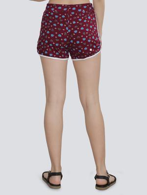 drawstring contrast hem floral short - 16675482 - Standard Image - 3