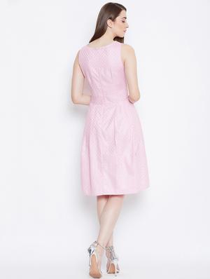 round neck pleated a-line dress - 16676073 - Standard Image - 3