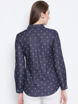 roll up sleeved curved hem shirt - 16676076 - Standard Image - 3