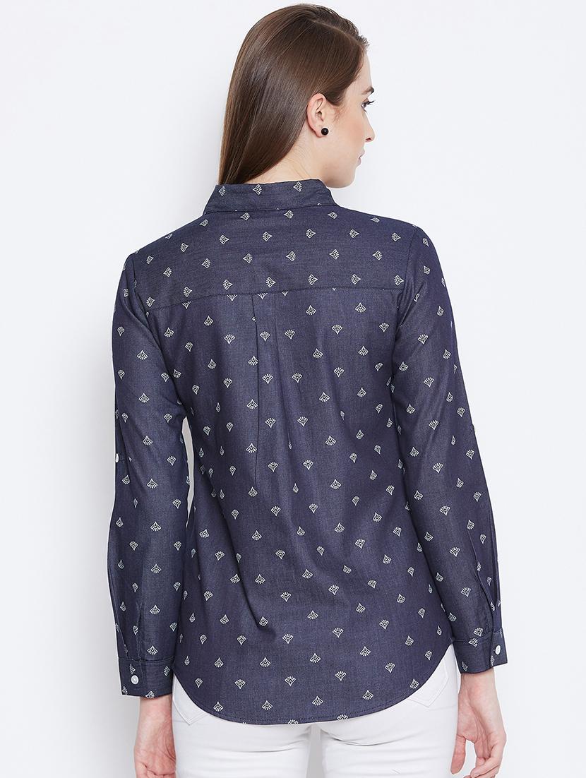roll up sleeved curved hem shirt - 16676076 - Zoom Image - 3