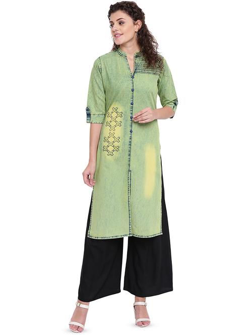 denim straight kurta - 16676299 - Standard Image - 1