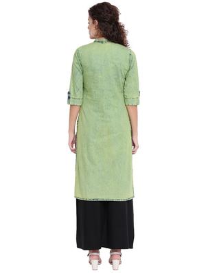 denim straight kurta - 16676299 - Standard Image - 3