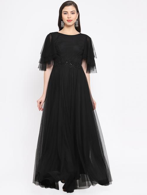 boat neck embellished patch maxi dress - 16677103 - Standard Image - 1