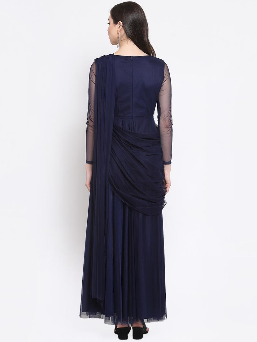 drape detail applique gown dress - 16677105 - Zoom Image - 3