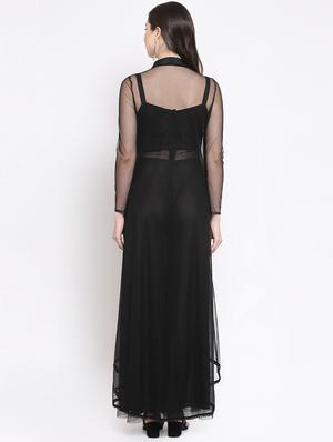 floral laced sheer maxi layered dress - 16677109 - Standard Image - 3