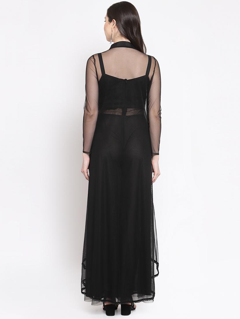 floral laced sheer maxi layered dress - 16677109 - Zoom Image - 3