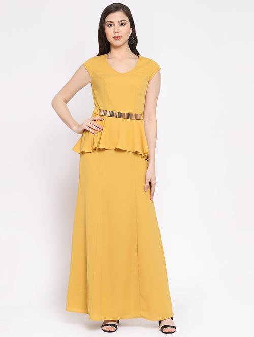 v neck peplum maxi dress - 16677115 - Very Small Image - 1