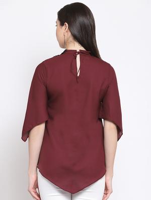mock neck lace detail asymmetric top - 16677126 - Standard Image - 3