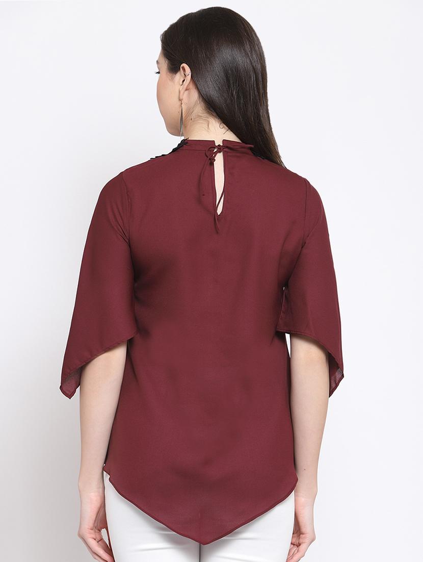 mock neck lace detail asymmetric top - 16677126 - Zoom Image - 3