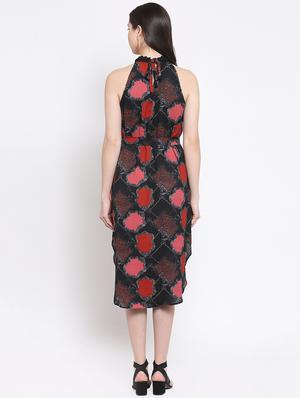 keyhole neck tie knot asymmetric dress - 16677130 - Standard Image - 3