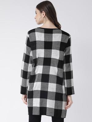 checkered acrylic regular cardigan - 16677397 - Standard Image - 3