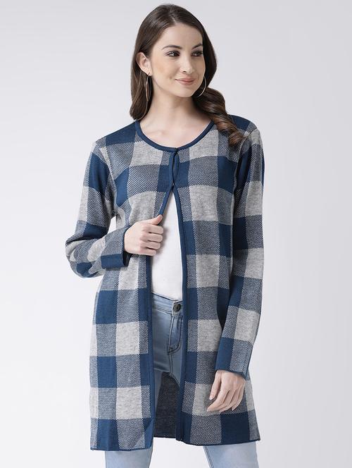 checkered acrylic regular cardigan - 16677398 - Standard Image - 1