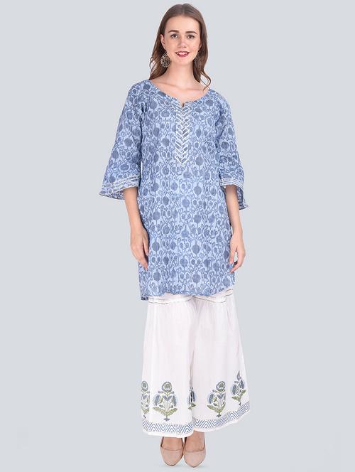 printed kurta palazzo set - 16677547 - Standard Image - 1