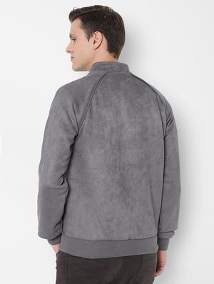 grey solid casual jacket - 16677682 - Standard Image - 3