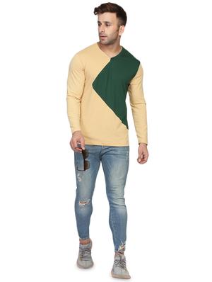 beige color block t-shirt - 16677795 - Standard Image - 3