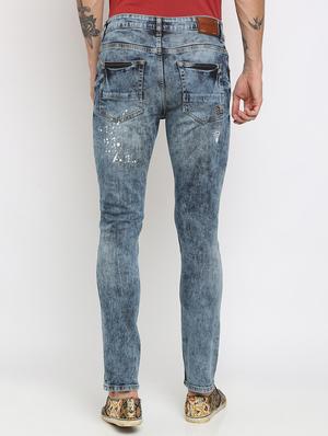 blue heavy washed printed jeans - 16677809 - Standard Image - 3