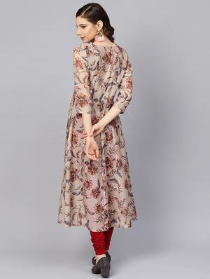 floral printed a-line kurta - 16678140 - Standard Image - 3