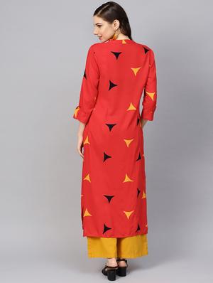geometric straight kurta - 16678146 - Standard Image - 3