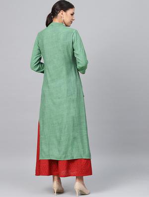 embroidered placket straight kurta - 16678163 - Standard Image - 3